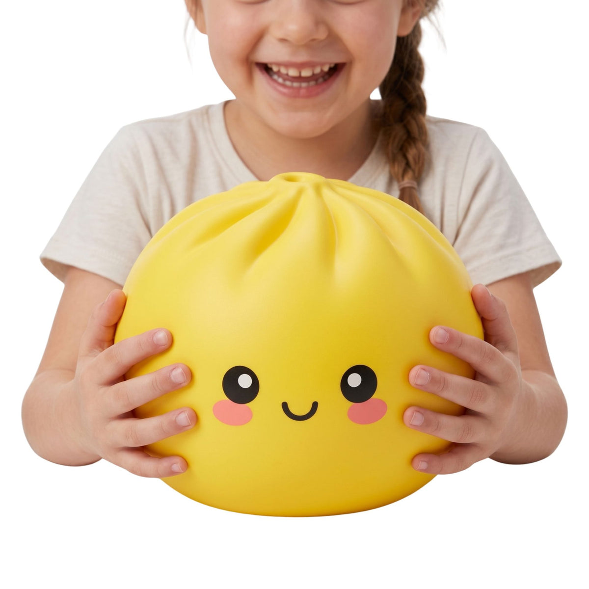 Jucarie Antistres Squishy Dumpling Jumbo, Revenire Lenta, Spuma Poliuretanica, 25 cm, 1.5 kg, Galben