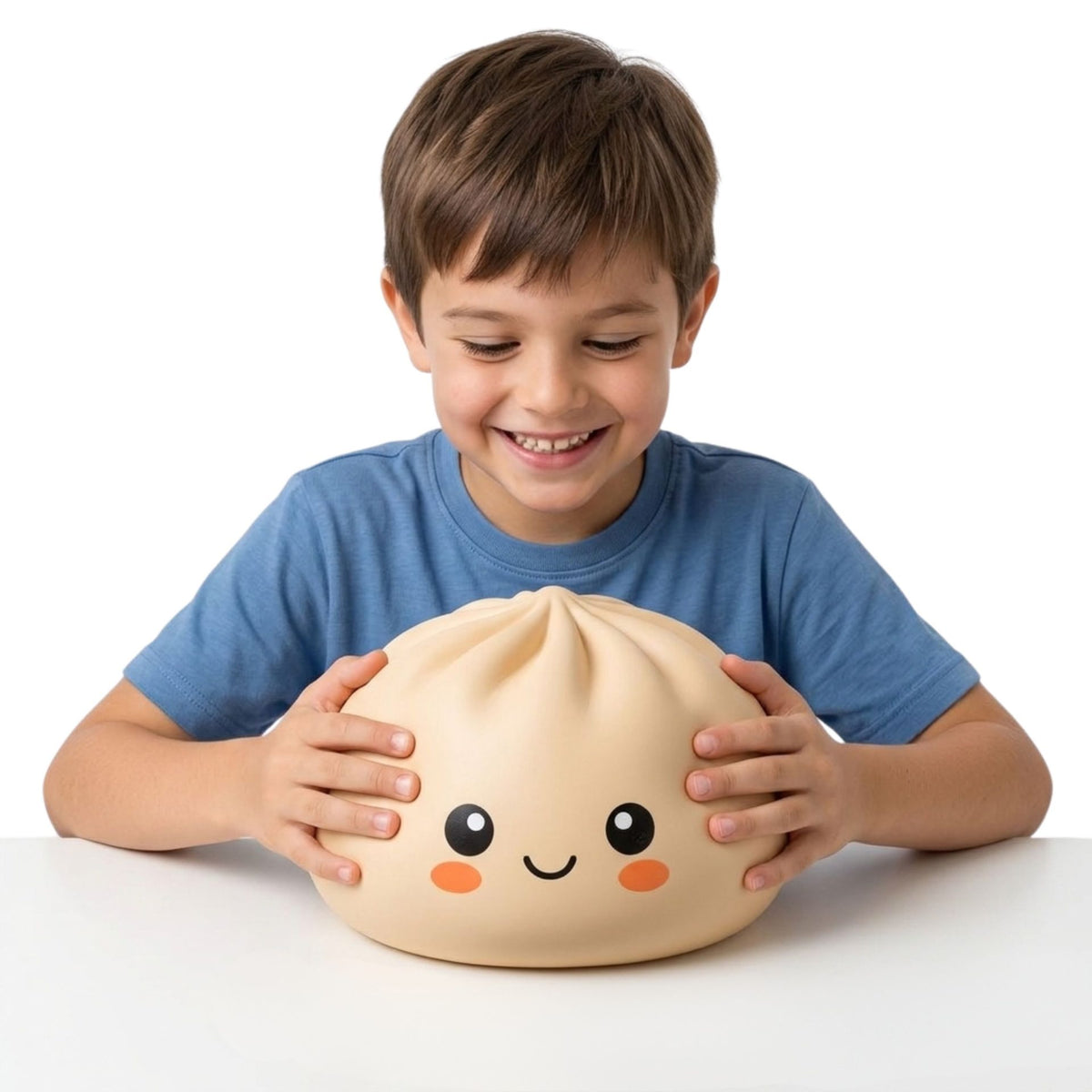 Jucarie Antistres Squishy Dumpling, Model Fata Zimbitoare, Spuma Poliuretanica Slow-Rise, 25 cm, 1.5 kg, Portocaliu
