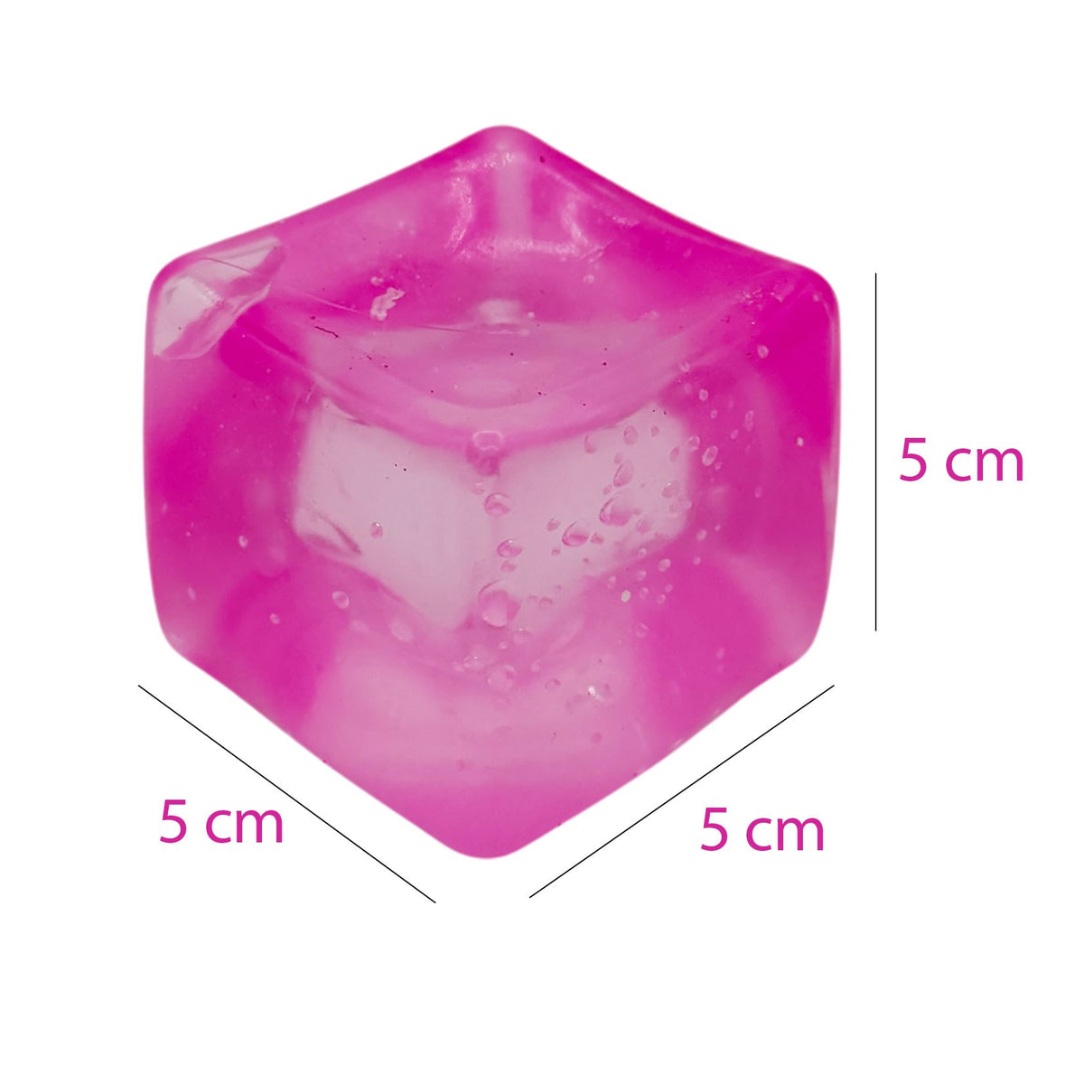 Jucarie Squishy Antistres, Cub Fidget Comprimabil cu Revenire, Termoplastic, Model Cub De Gheata Transparent, 5x5x5 cm, Roz