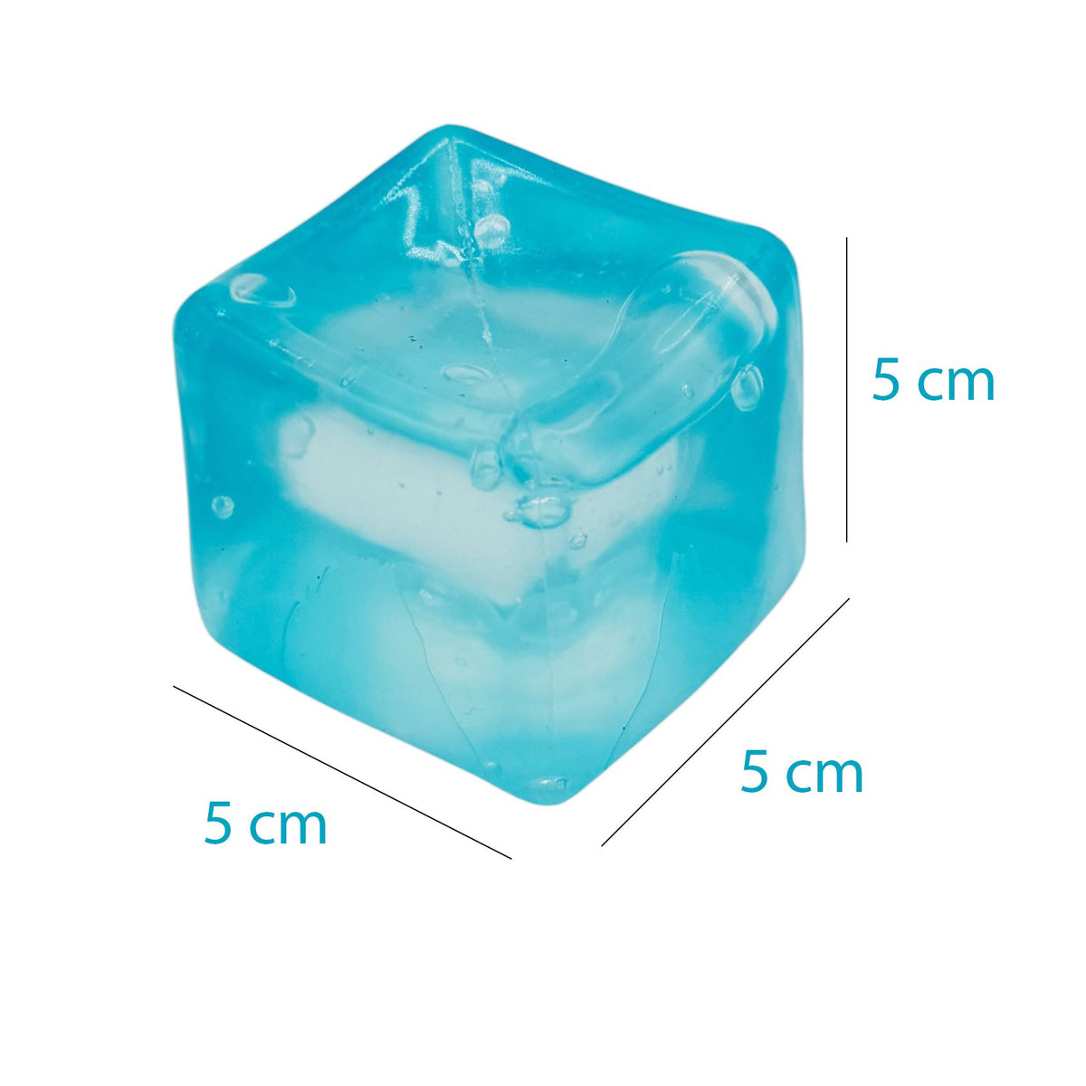 Jucarie Squishy Antistres, Cub Fidget Comprimabil cu Revenire, Termoplastic Transparent, 5x5x5 cm, Albastru