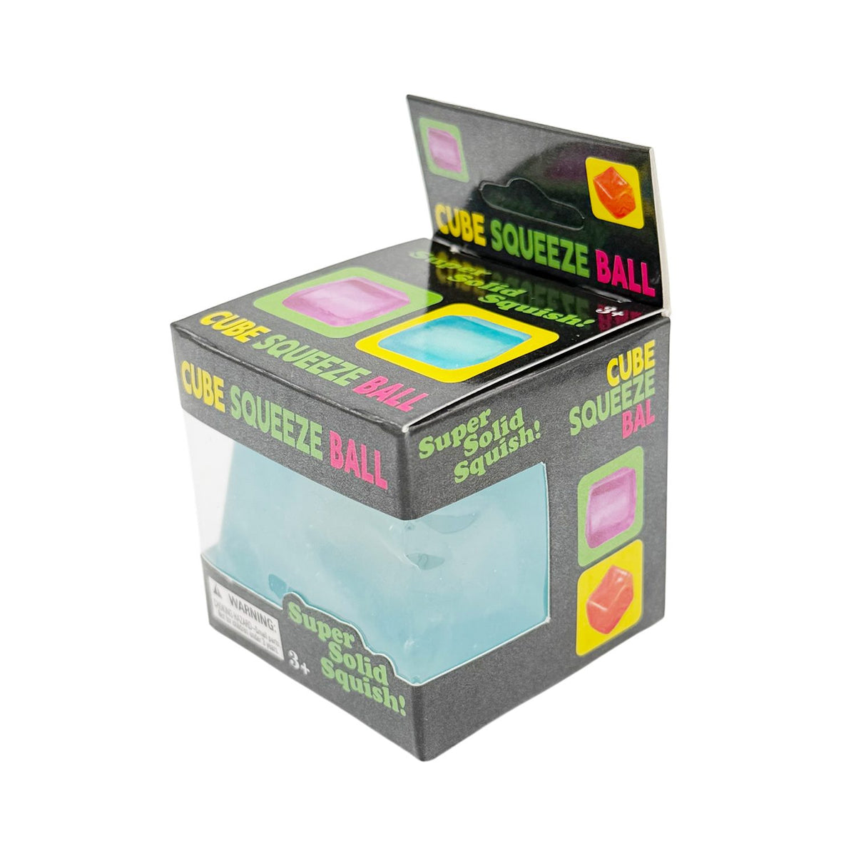 Jucarie Squishy Antistres, Cub Fidget Comprimabil cu Revenire, Termoplastic Transparent, 5x5x5 cm, Albastru