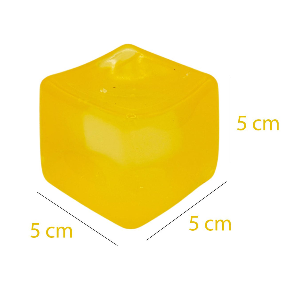 Jucarie Squishy Antistres, Cub Fidget Senzorial Comprimabil, Termoplastic Transparent, 5x5x5 cm, Galben