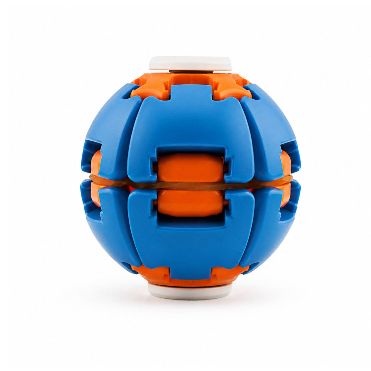 Jucarie Antistres Rotativa, Model Push And Spin cu Structura 3D Interactiva, Plastic ABS, 6.3 cm, Albastru Metalizat