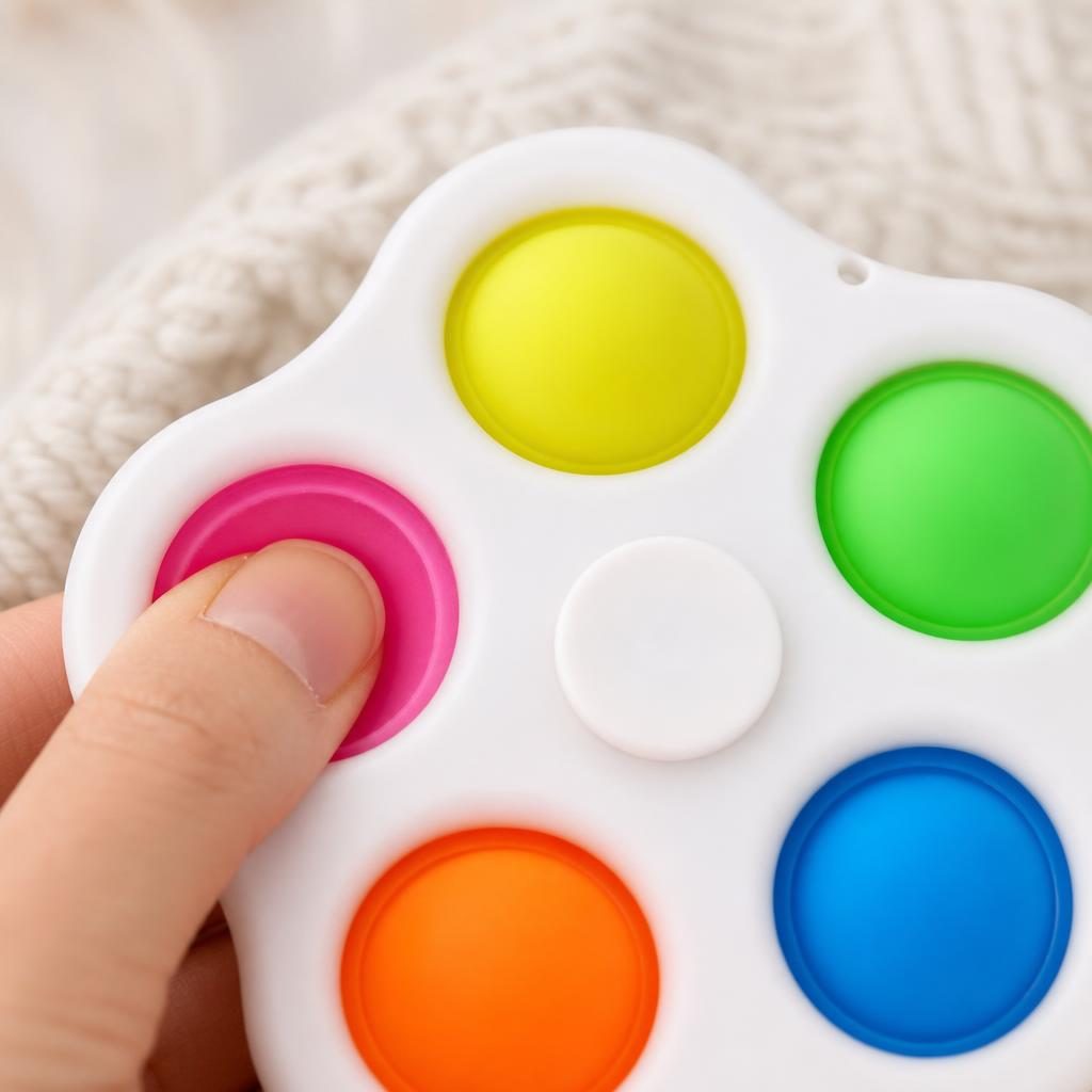 Jucarie Antistres Simple Dimple, Stimulare Senzoriala cu 5 Bule Pop It, Silicon si Plastic, Multicolor