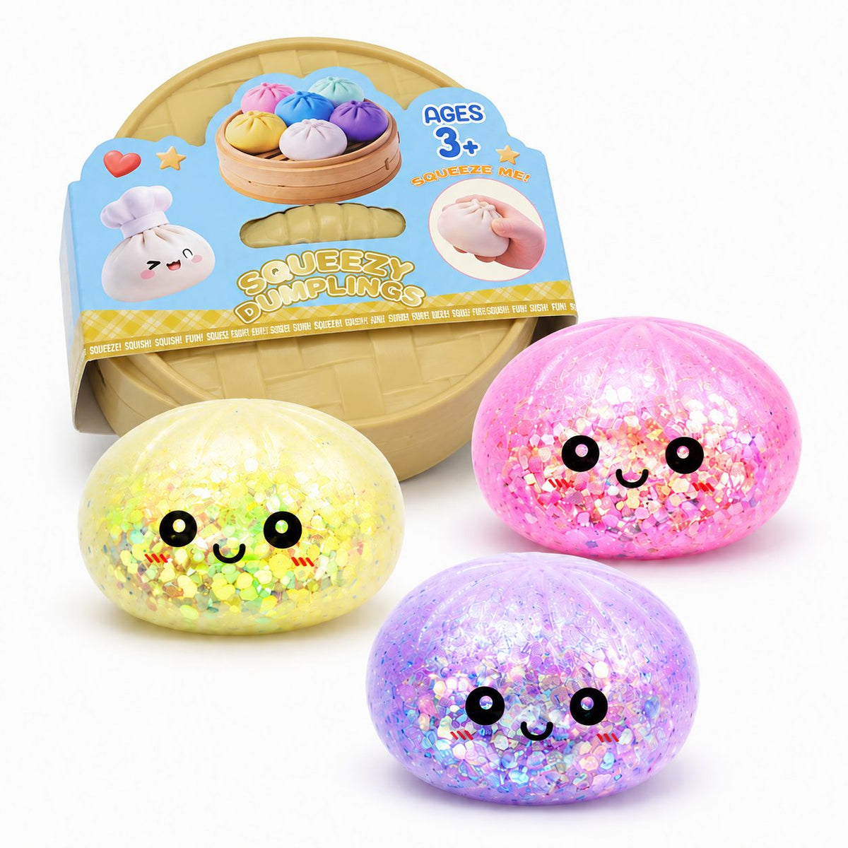 Jucarie Dumpling Squishy, Antistres Interactiv Senzorial, Silicon, 8.5 cm, Culori Diverse