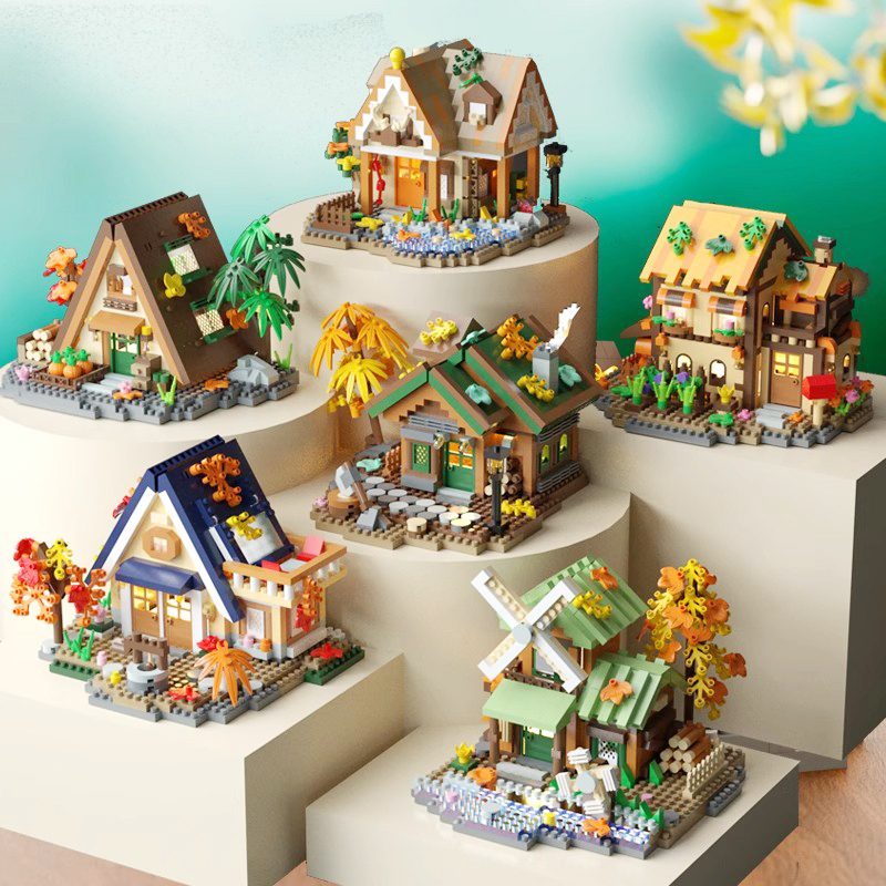 Set Constructie Forest Log Cabin, Model Casuta De Vis, Arhitectura Educativa, Material ABS, 715 Piese, 11.8x10.2x8.5 cm, Multicolor
