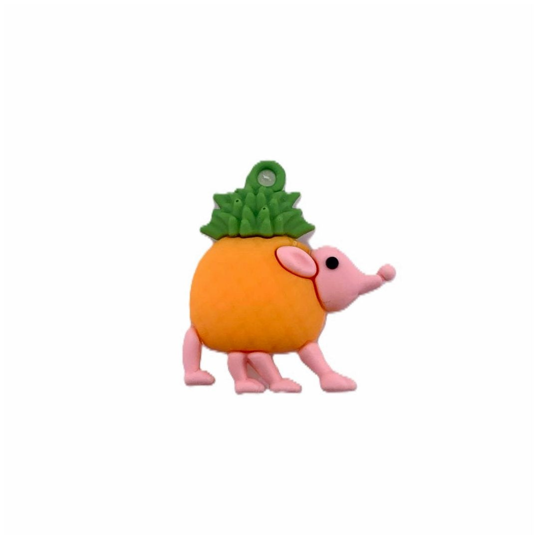 Breloc Snooffi Zeffirulli, Figurina Brainrot pentru Copii, Silicon Flexibil, 4 cm, Portocaliu/Verde