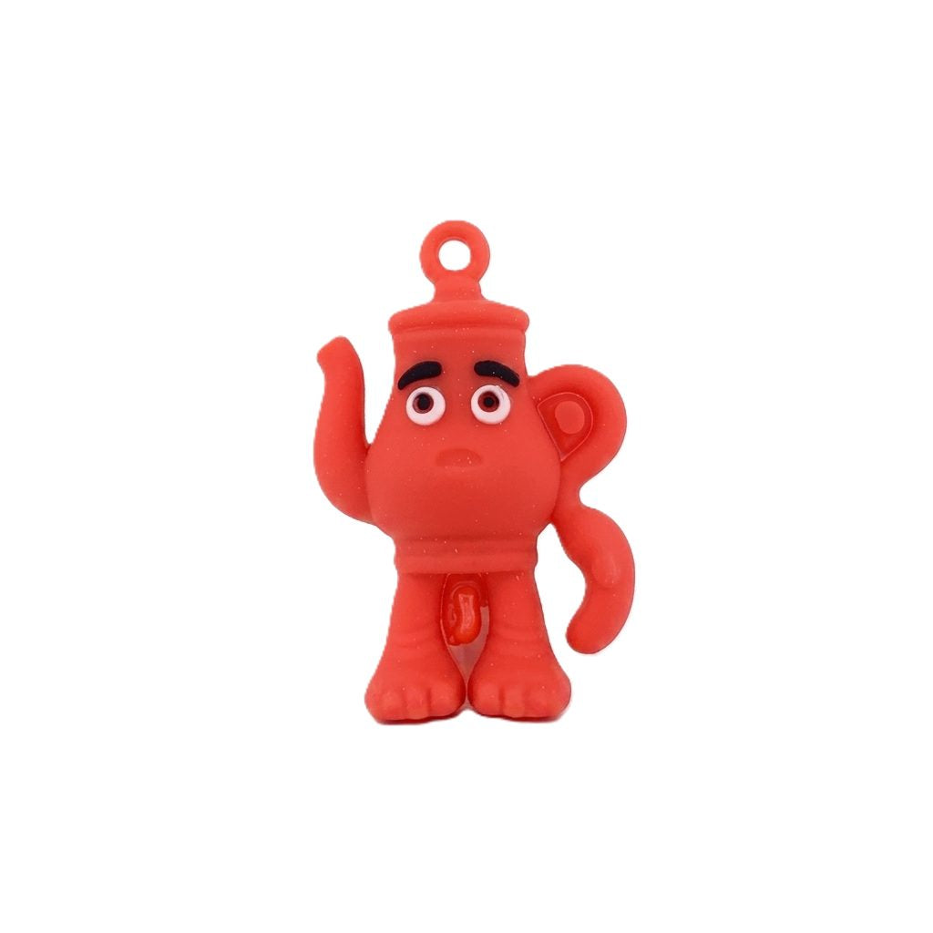 Breloc de Chei, Figurina Brainrot Ceainic Sahur pentru Rucsac, Silicon Flexibil, 4 cm, Rosu