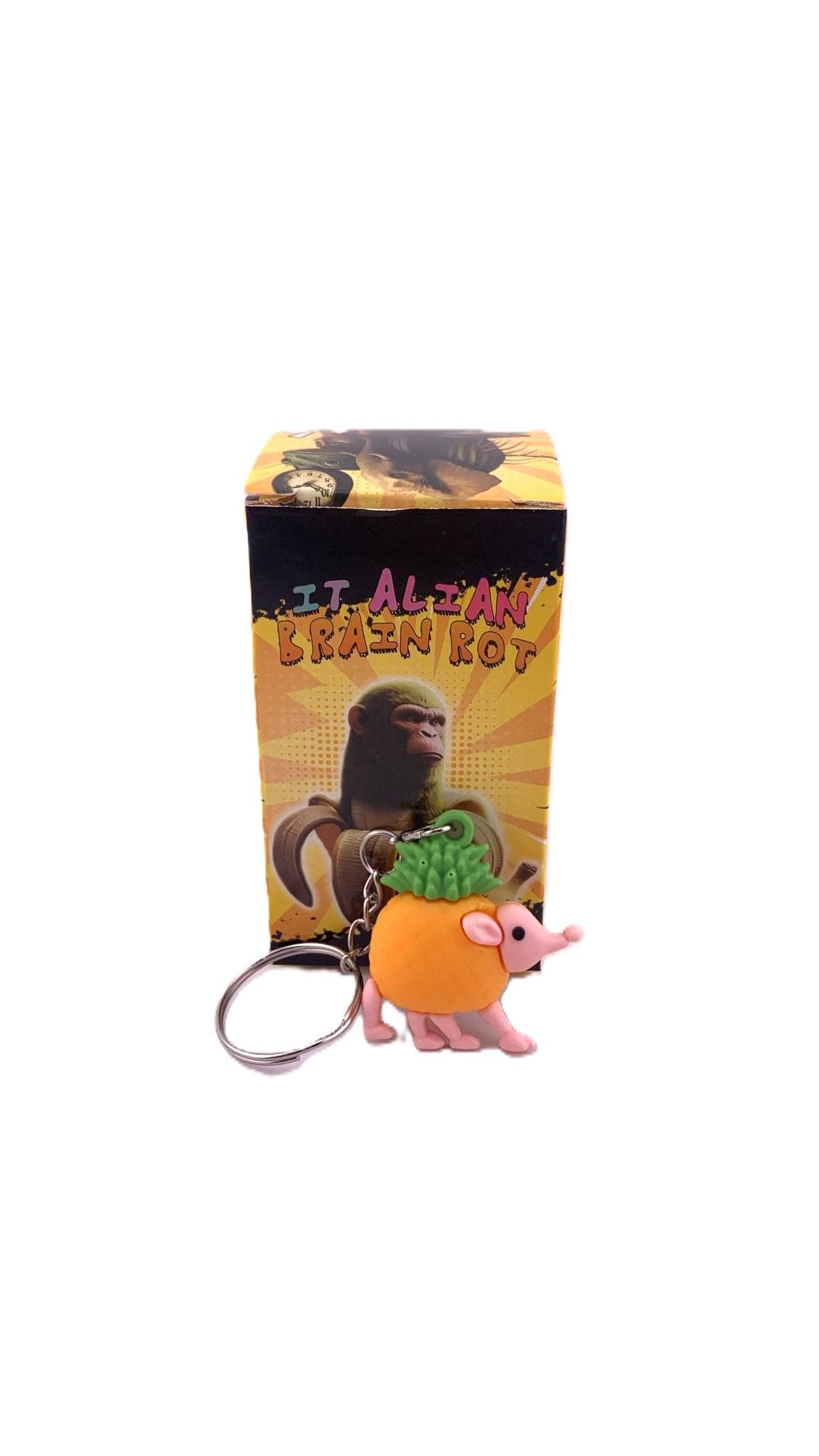 Breloc Snooffi Zeffirulli, Figurina Brainrot pentru Copii, Silicon Flexibil, 4 cm, Portocaliu/Verde