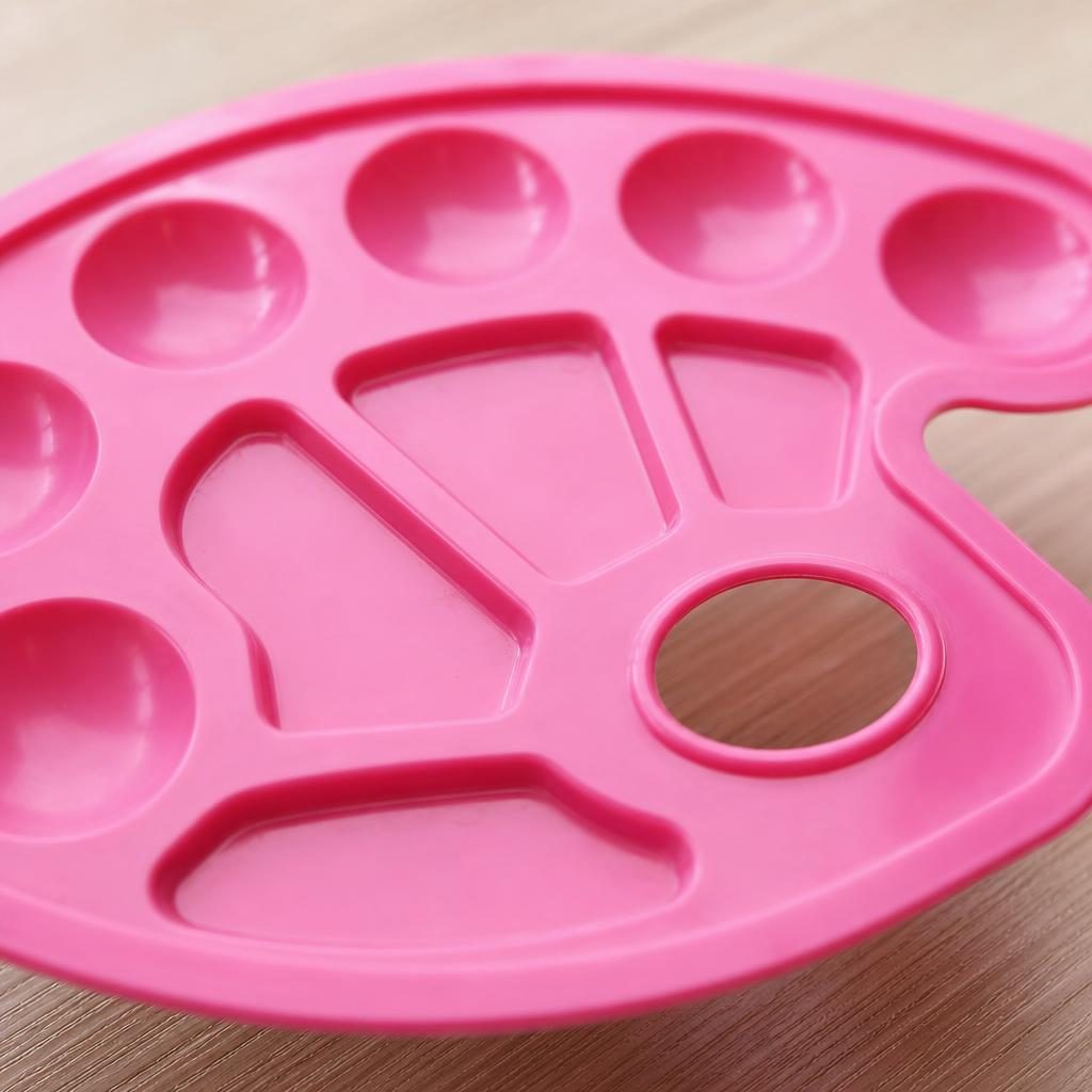 Paleta Pentru Pictura, Tava Amestecat Culori cu 10 Compartimente, Plastic Rezistent, 30 x 20 x 1.7 cm, Roz