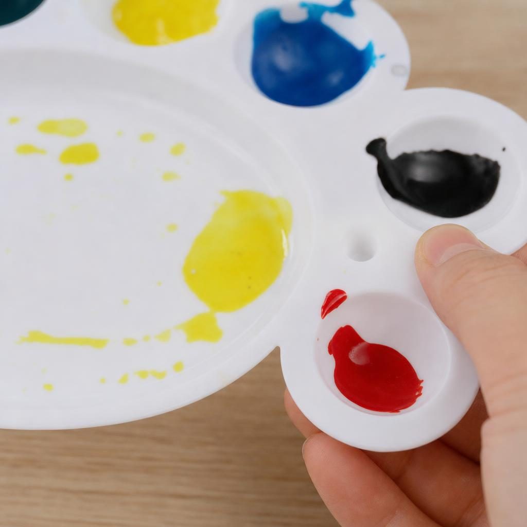 Paleta Pentru Pictura, Tava Amestecat Culori cu 10 Compartimente, Plastic Rezistent, 16.5 x 10.4 cm, Alb