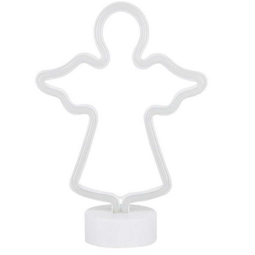 Decoratiune Luminoasa Ingeras de Craciun, Lumina Alb Rece, Alimentare cu Baterii, Material Plastic, 25 cm