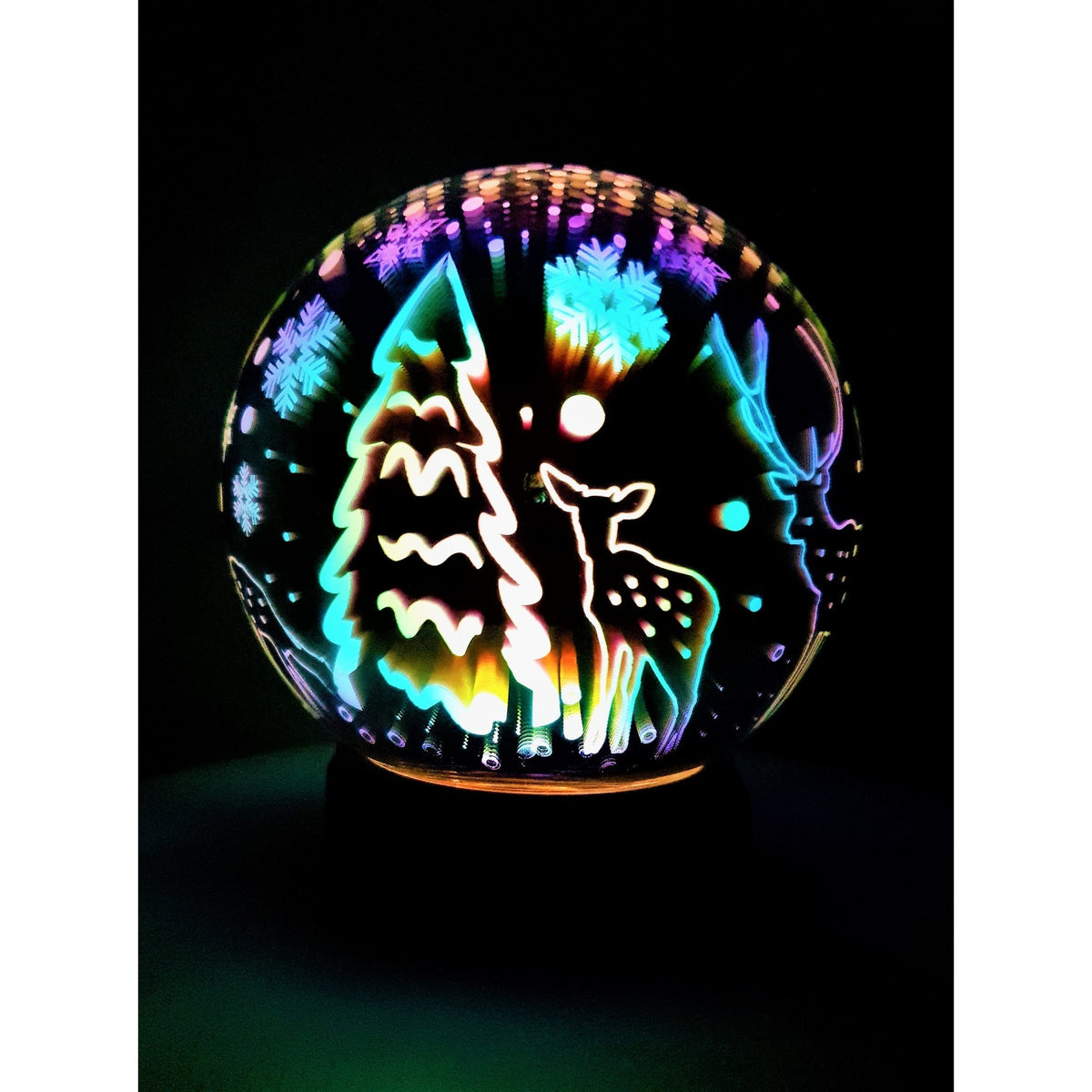 Decoratiune Luminoasa Glob de Craciun cu Mesaje, Iluminare Multicolor, Alimentare USB si Baterii, Plastic, 15 cm