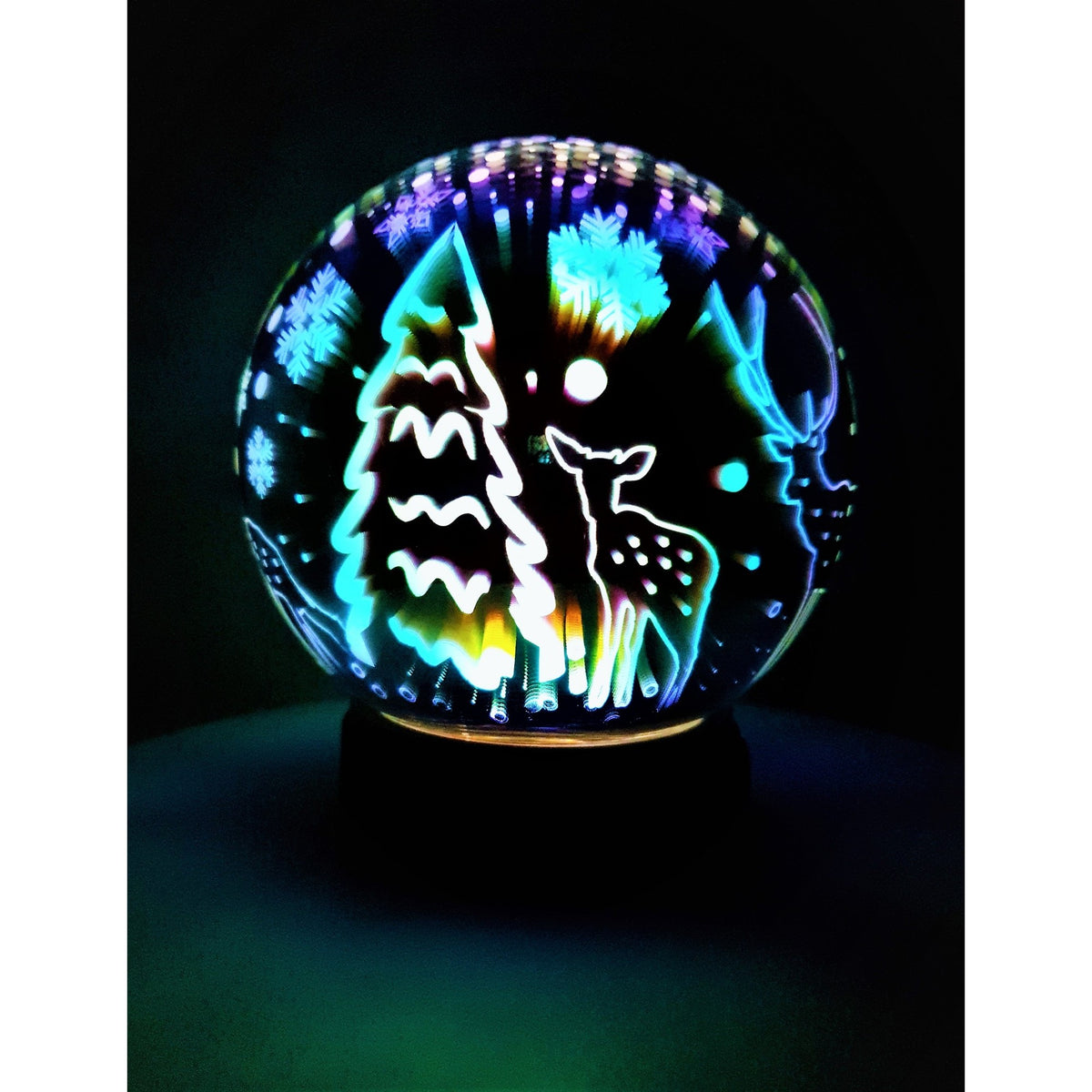 Decoratiune Luminoasa Glob de Craciun cu Mesaje, Iluminare Multicolor, Alimentare USB si Baterii, Plastic, 15 cm