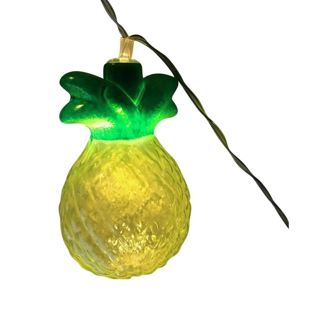 Instalatie De Craciun Tip Sir, Ghirlanda Luminoasa Cu 10 LED-uri, Alimentare Baterii, Model Decorativ Ananas, Galben, 1.5 m