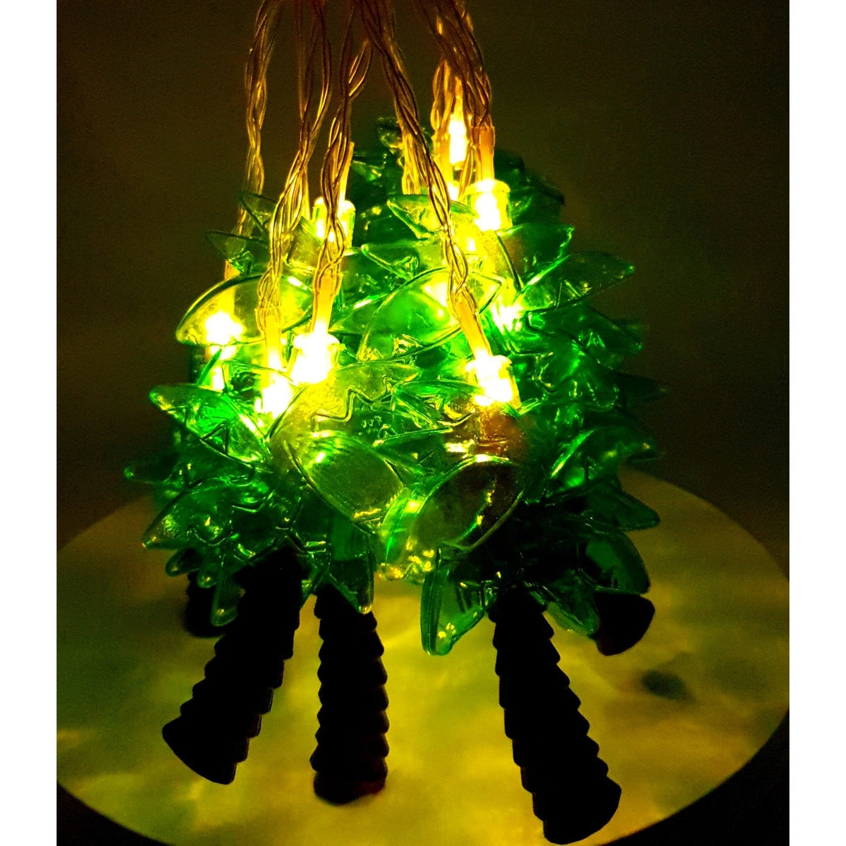 Instalatie de Craciun Tip Sir cu 10 LED-uri, Figurina Palmier, Alimentare cu Baterii, Interior si Exterior, 1.5 m, Alb Cald