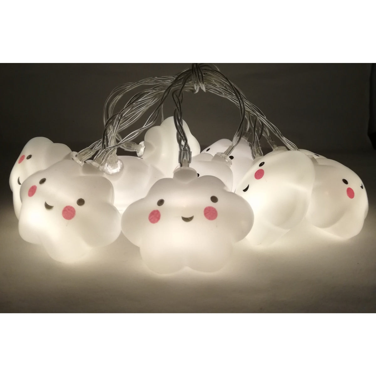 Instalatie de Craciun Tip Sir, 10 LED-uri in Forma de Norisor, Lumina Alba Calda, Alimentare cu Baterii, Lungime 1.5 m