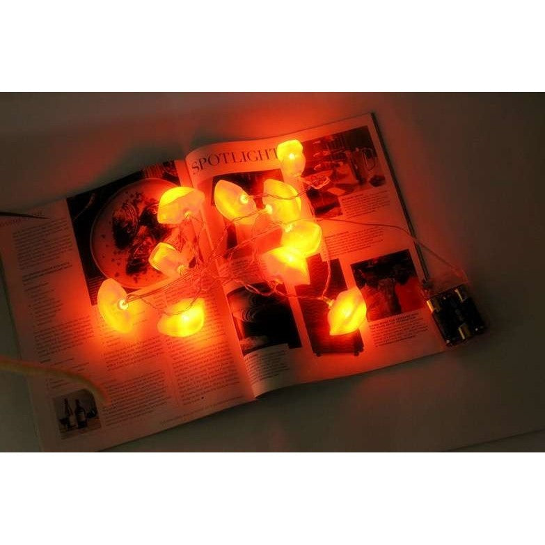 Instalatie Craciun Tip Sir Cu Baterii, Model Buze 10 LED, Interior, Plastic, 1.5 m, Rosu