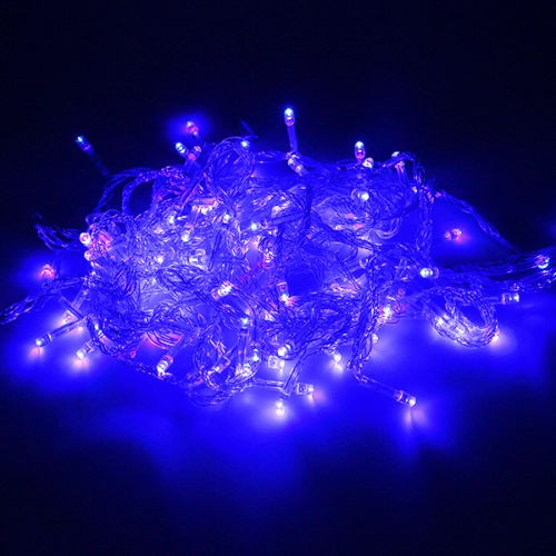 Instalatie de Craciun Tip Sir, 50 LED-uri, Fir Transparent, Alimentare cu Baterii, 5 m, Albastru