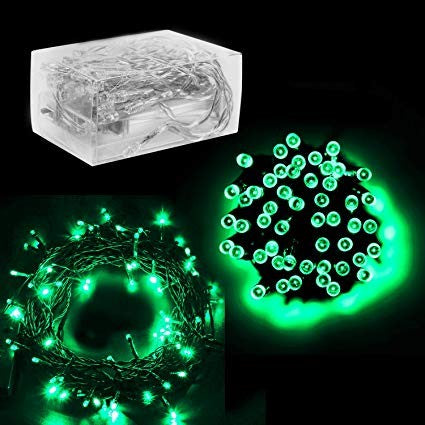 Instalatie de Craciun Tip Sir, 50 LED-uri, Fir Transparent, Alimentare cu Baterii, Exterior si Interior, 5 m, Verde