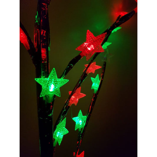 Decoratiune Luminoasa Tip Crenguta cu 72 LED-uri, Model Stelute, Alimentare cu Baterii, Utilizare Interior, Plastic, Multicolor