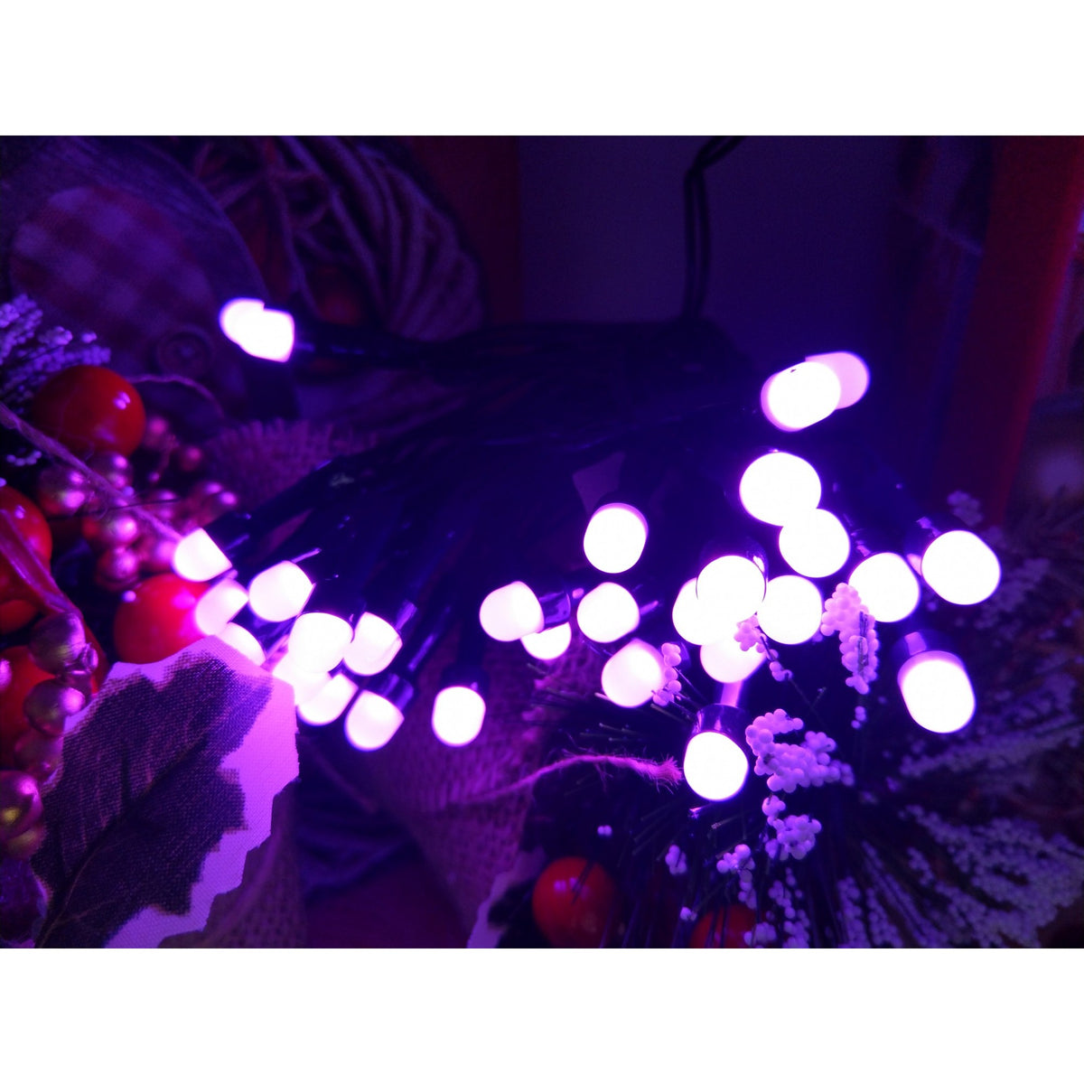 Instalatie de Craciun Tip Sir cu Baterii, Ghirlanda Luminoasa Interior si Exterior, 30 LED-uri, 3 m, Mov