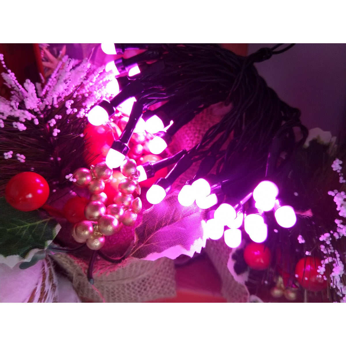Instalatie de Craciun Tip Sir cu Baterii, 30 LED-uri, Interior, Fir Cupru Flexibil, 3 m, Roz