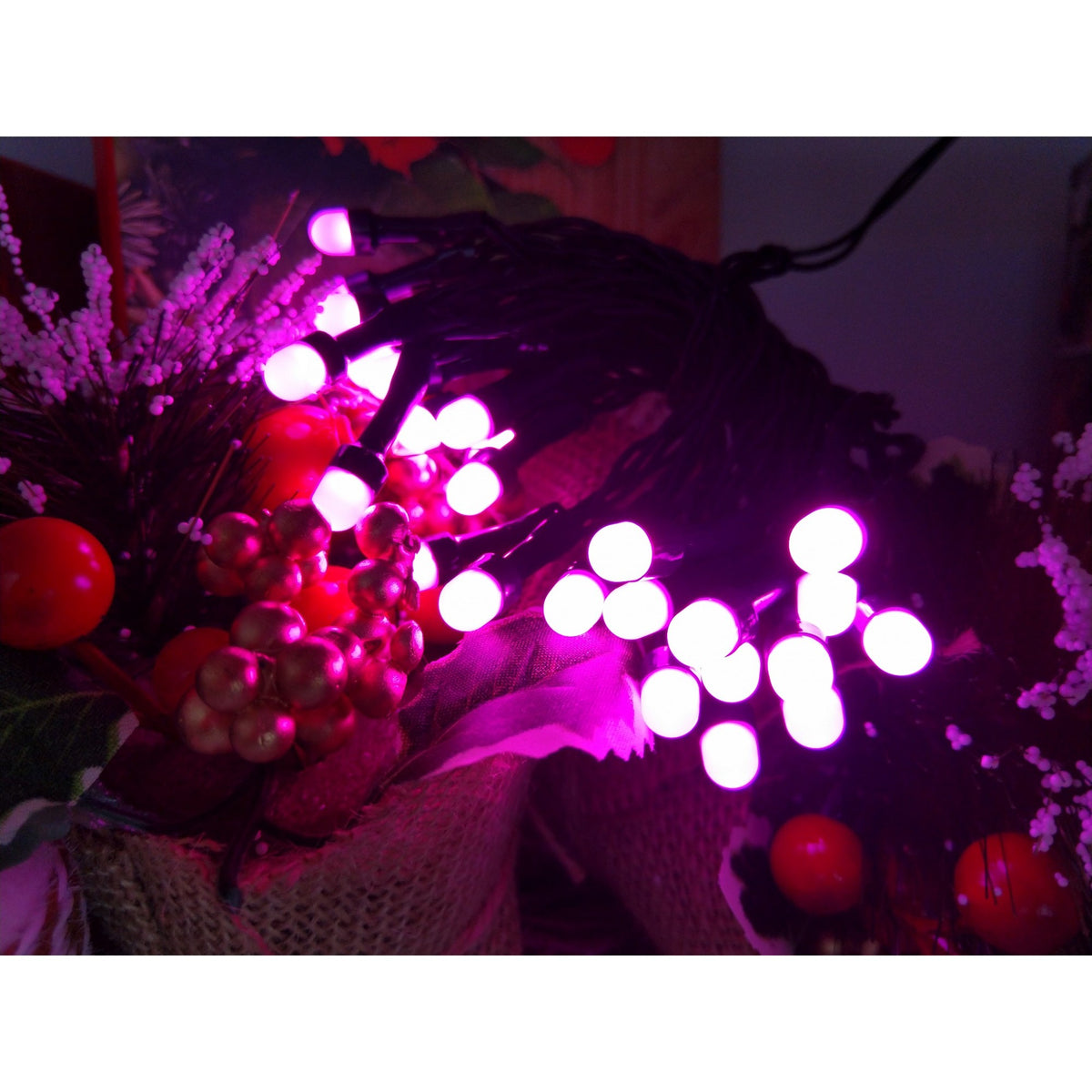 Instalatie de Craciun Tip Sir cu Baterii, 30 LED-uri, Interior, Fir Cupru Flexibil, 3 m, Roz