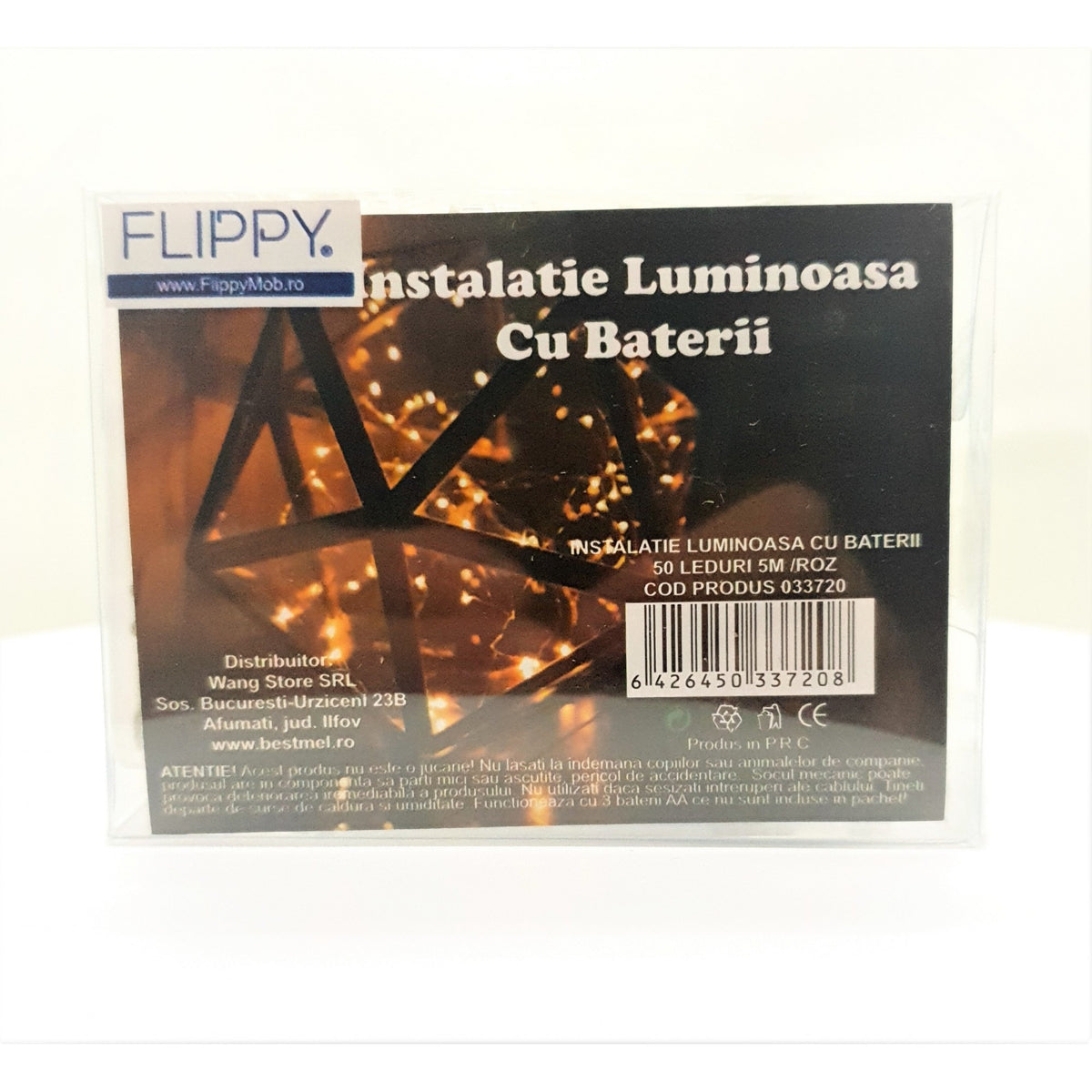 Instalatie de Craciun Tip Sir, 50 LED-uri, Fir Transparent Flexibil, Alimentare cu Baterii, Lungime 5 m, Culoare Roz