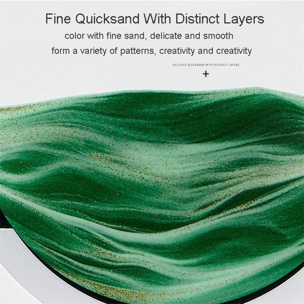Lampa Decorativa Tip Clepsidra, Nisipuri Miscatoare cu Imagine 3D Dinamica, Efect Antistres si Relaxant, Alimentare USB sau 3 Baterii AA, Sticla si Acril, 16 x 18.5 cm, Verde