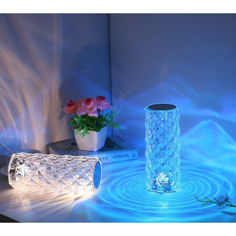 Veioza Decorativa LED RGB, Control Tactil si Telecomanda, Efect Cristal Acrilic, 16 Culori, Reincarcabila, Transparenta