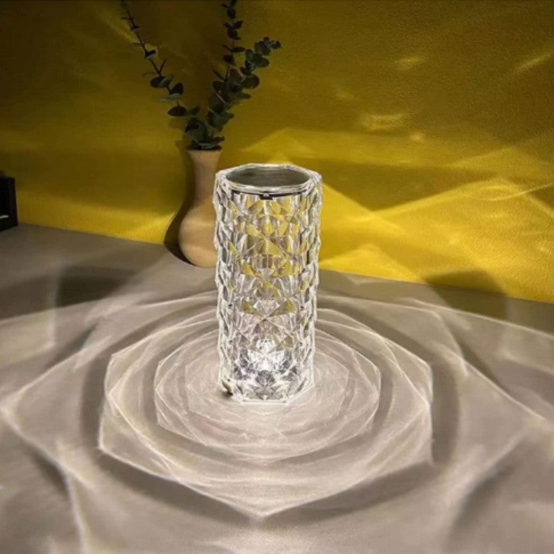 Veioza Decorativa LED RGB, Control Tactil si Telecomanda, Efect Cristal Acrilic, 16 Culori, Reincarcabila, Transparenta
