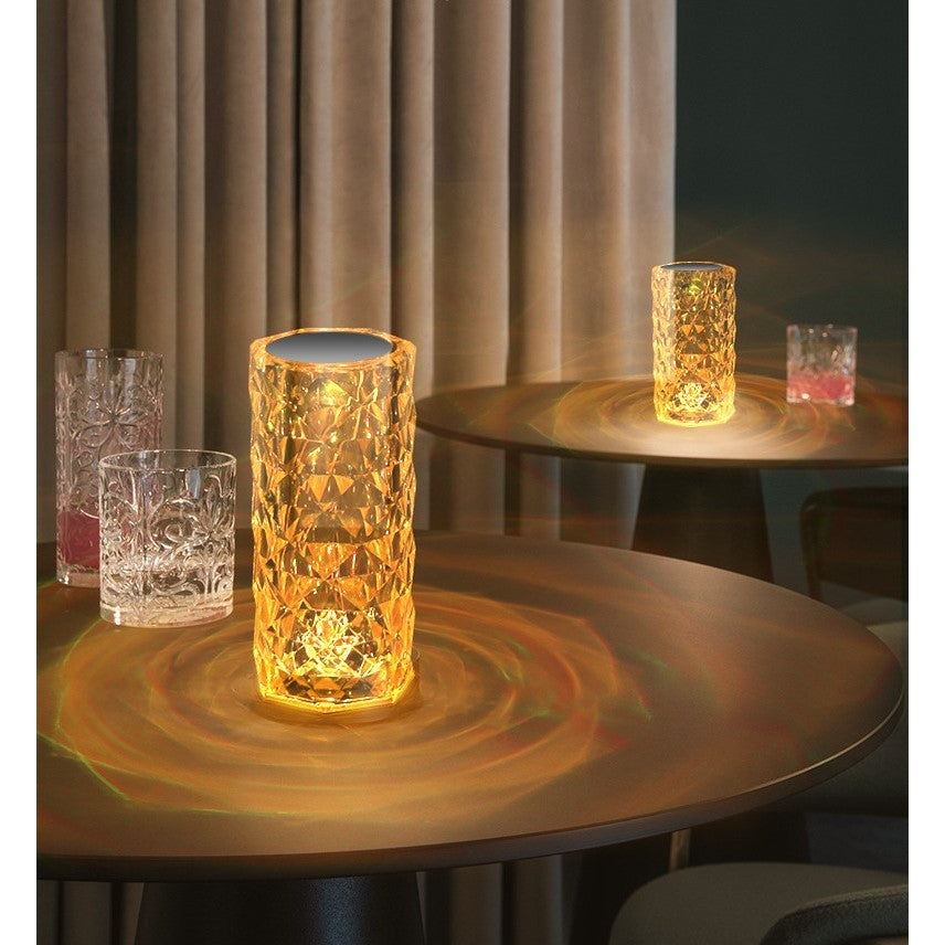 Veioza Decorativa LED RGB, Control Tactil si Telecomanda, Efect Cristal Acrilic, 16 Culori, Reincarcabila, Transparenta