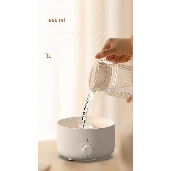 Umidificator si Difuzor de Aroma cu Ultrasunete, Efect Vulcan cu Iluminare LED Tip Flacara, Control prin Telecomanda, Oprire Automata, 560 ml, Model V21B, Alb