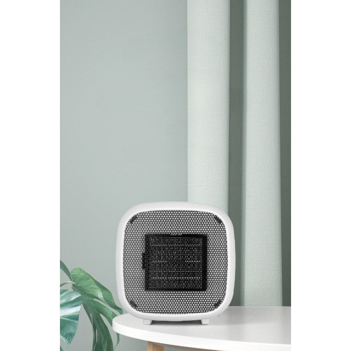 Mini Radiator Electric Portabil, Aeroterma Compacta 800 W, 2 Trepte de Incalzire, Sistem de Siguranta la Rasturnare, 150x120x175 mm, Alb