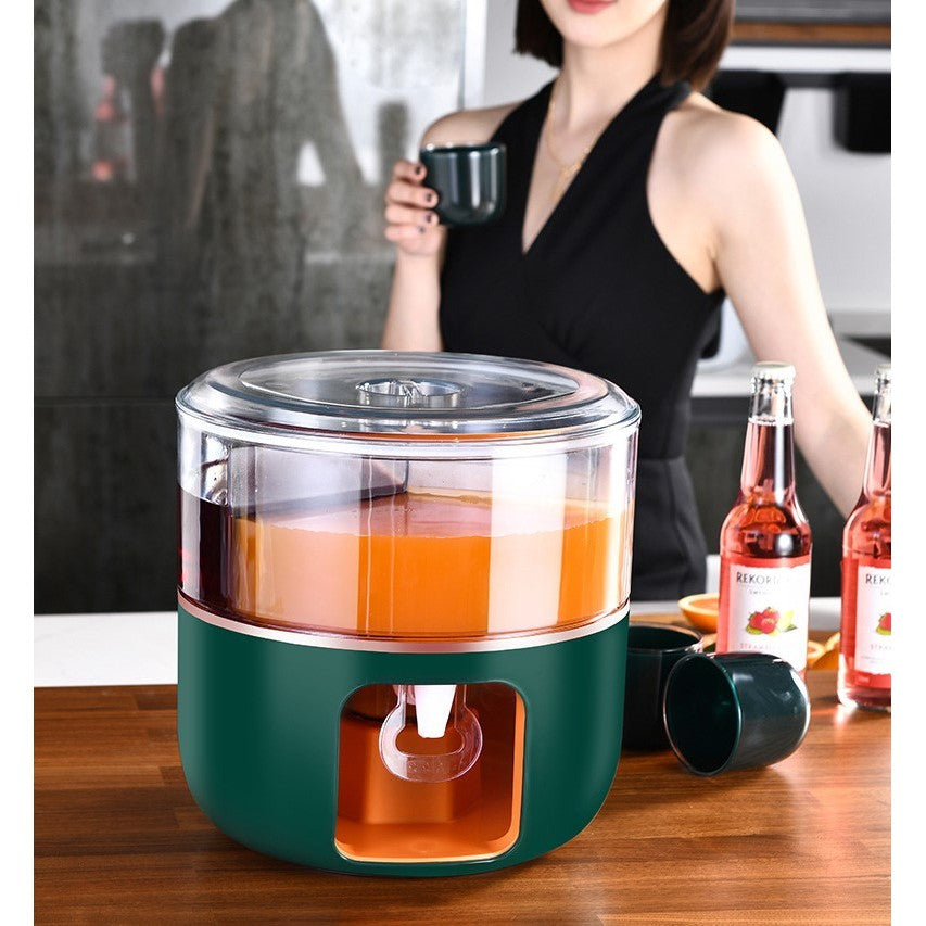 Dozator Apa si Bauturi cu 3 Compartimente Rotative, Robinet Individual, Plastic Alimentar, Capacitate 6 Litri, Verde
