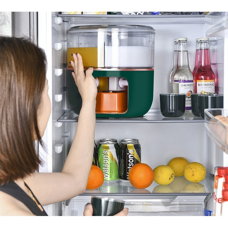 Dozator Apa si Bauturi cu 3 Compartimente Rotative, Robinet Individual, Plastic Alimentar, Capacitate 6 Litri, Verde