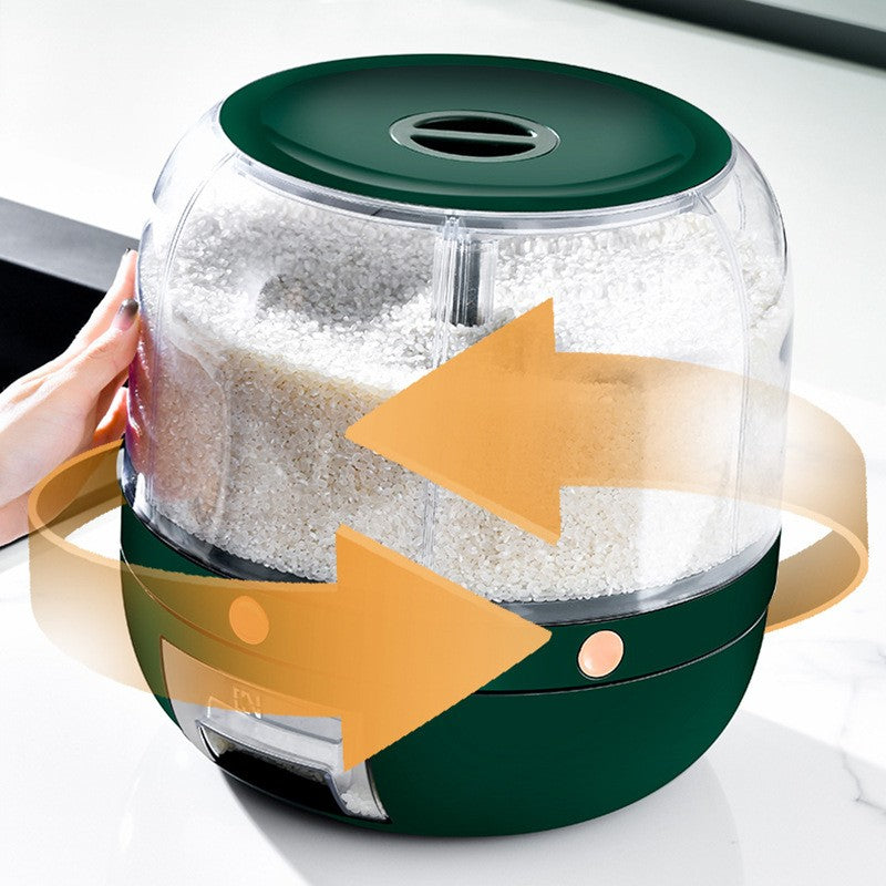 Dozator Cereale Rotativ 360 Grade, Dispenser Alimente cu 6 Compartimente, Inchidere Etansa, Plastic, Capacitate 3 L, Verde Inchis