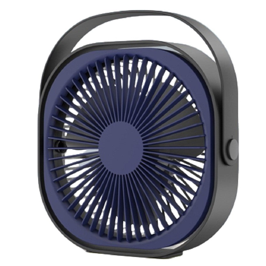 Mini Ventilator Portabil pentru Birou, Alimentare USB, 3 Viteze, Rotire 360 Grade, Motor Silentios Fara Perii, Design Urechi de Pisica, Material ABS, 13.5 x 12.8 cm, Albastru