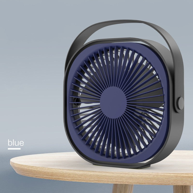 Ventilator Mini De Birou Portabil, Alimentare USB, 3 Viteze Reglabile, Rotire 360 Grade, Motor Silentios Fara Perii, Material ABS, 13.5 x 12.8 cm, Albastru
