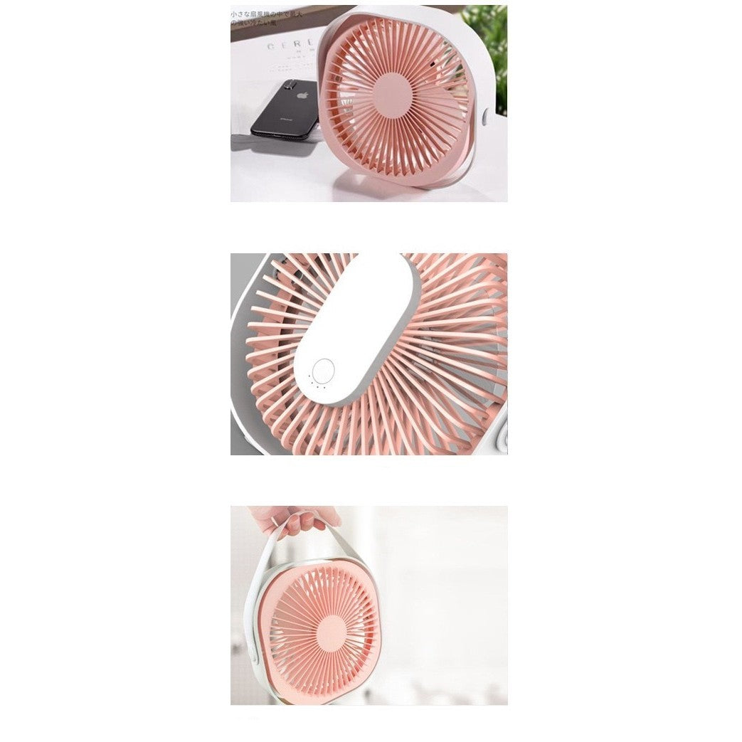 Mini Ventilator Portabil pentru Birou, Alimentare USB, Rotire 360 Grade, Motor Silentios Fara Perii, 3 Viteze, Design Urechi Pisica, Material ABS, 13.5 x 12.8 cm, Roz