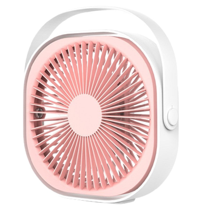 Mini Ventilator Portabil pentru Birou, Alimentare USB, Rotire 360 Grade, Motor Silentios Fara Perii, 3 Viteze, Design Urechi Pisica, Material ABS, 13.5 x 12.8 cm, Roz