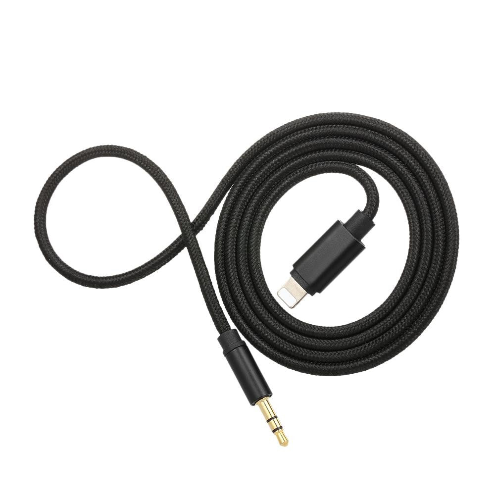 Cablu Audio Adaptor Lightning la Jack 3.5 mm, Conector Auxiliar pentru iPhone, iPad si iPod, Material TPE si Cupru, Lungime 1m, Negru
