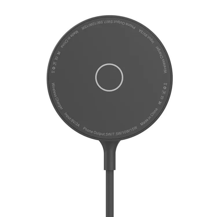 Încărcător Wireless MagSafe 15W, Portabil cu Funcție Suport și Conector USB-C, Compatibil iPhone Seria 14, 13, 12, ABS și PC, Cablu 1m inclus, Negru