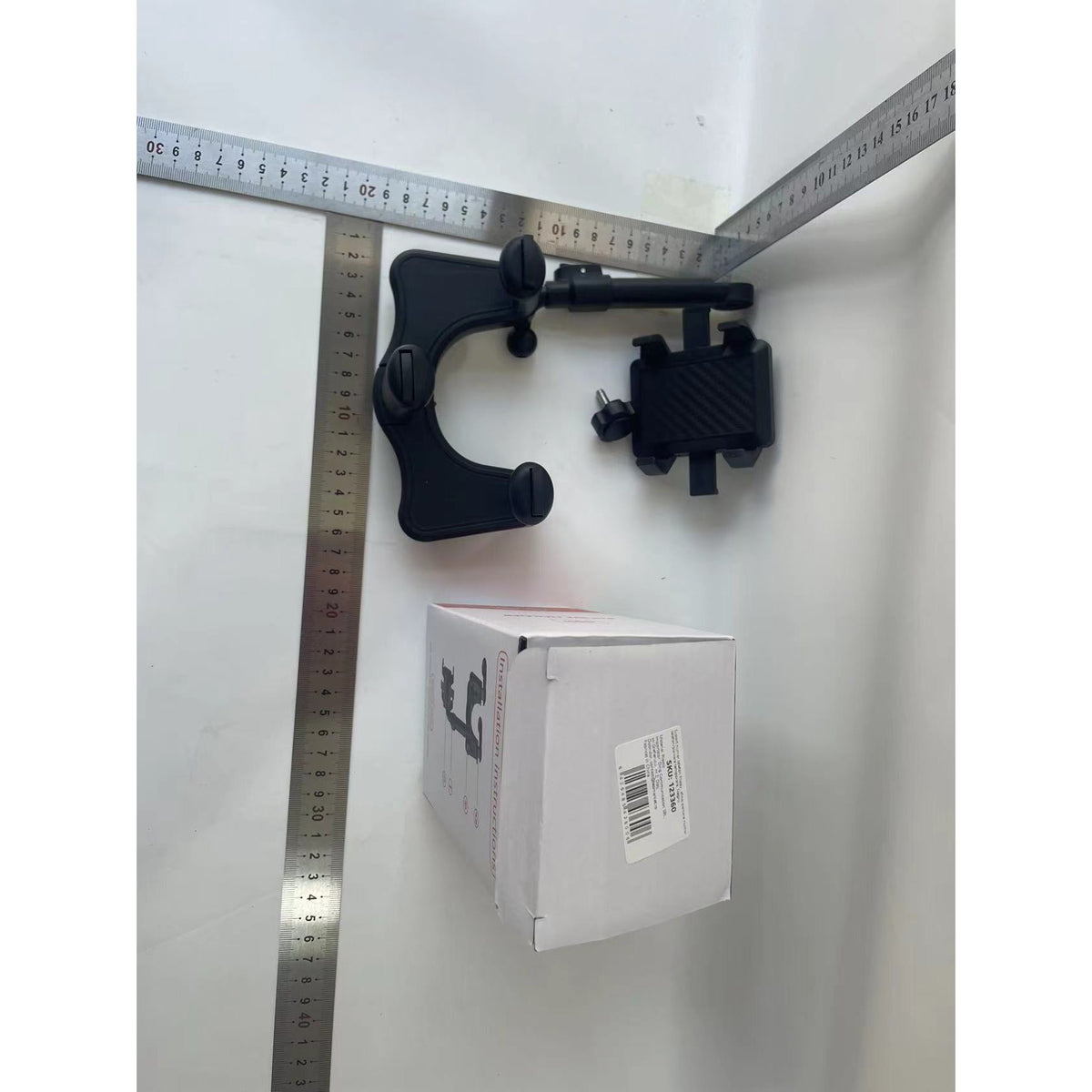 Suport Auto Pentru Telefon Cu Fixare Pe Oglinda Retrovizoare, Model Y611, Brat Retractabil Si Rotativ 360 Grade, ABS, Negru