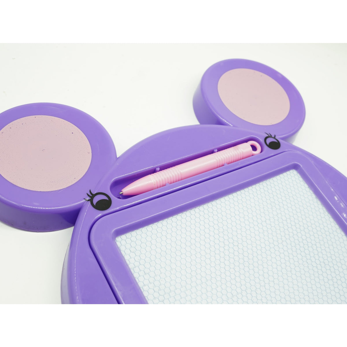 Tabla Magnetica pentru Desen si Scris, Model Soricel cu Pix si Glisor de Stergere, Jucarie Educativa, Plastic, 23x26.5 cm, Mov
