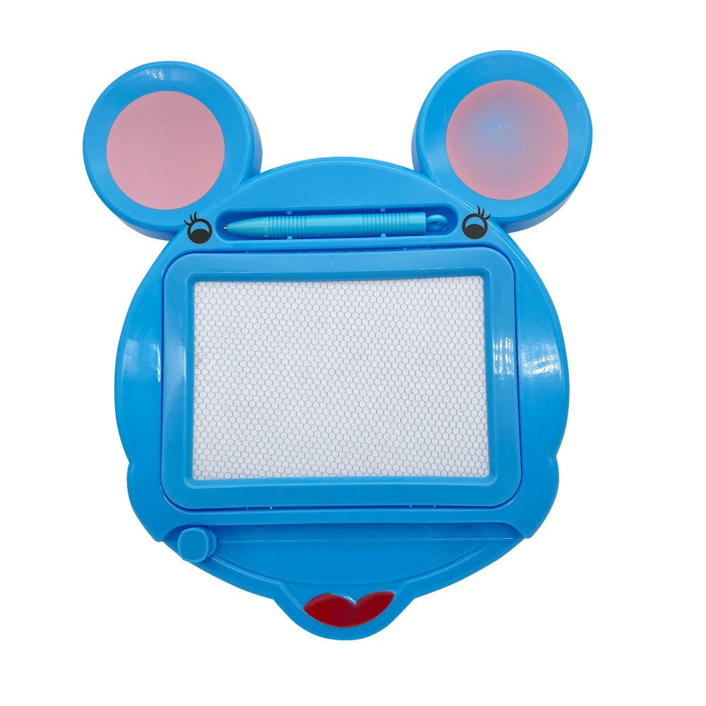 Tabla Magnetica pentru Desen si Scris, Forma Soricel cu Pix Inclus, Ecran Sterge-si-Rescrie, Jucarie Educativa si Interactiva, Plastic, 23x26.5 cm, Albastru