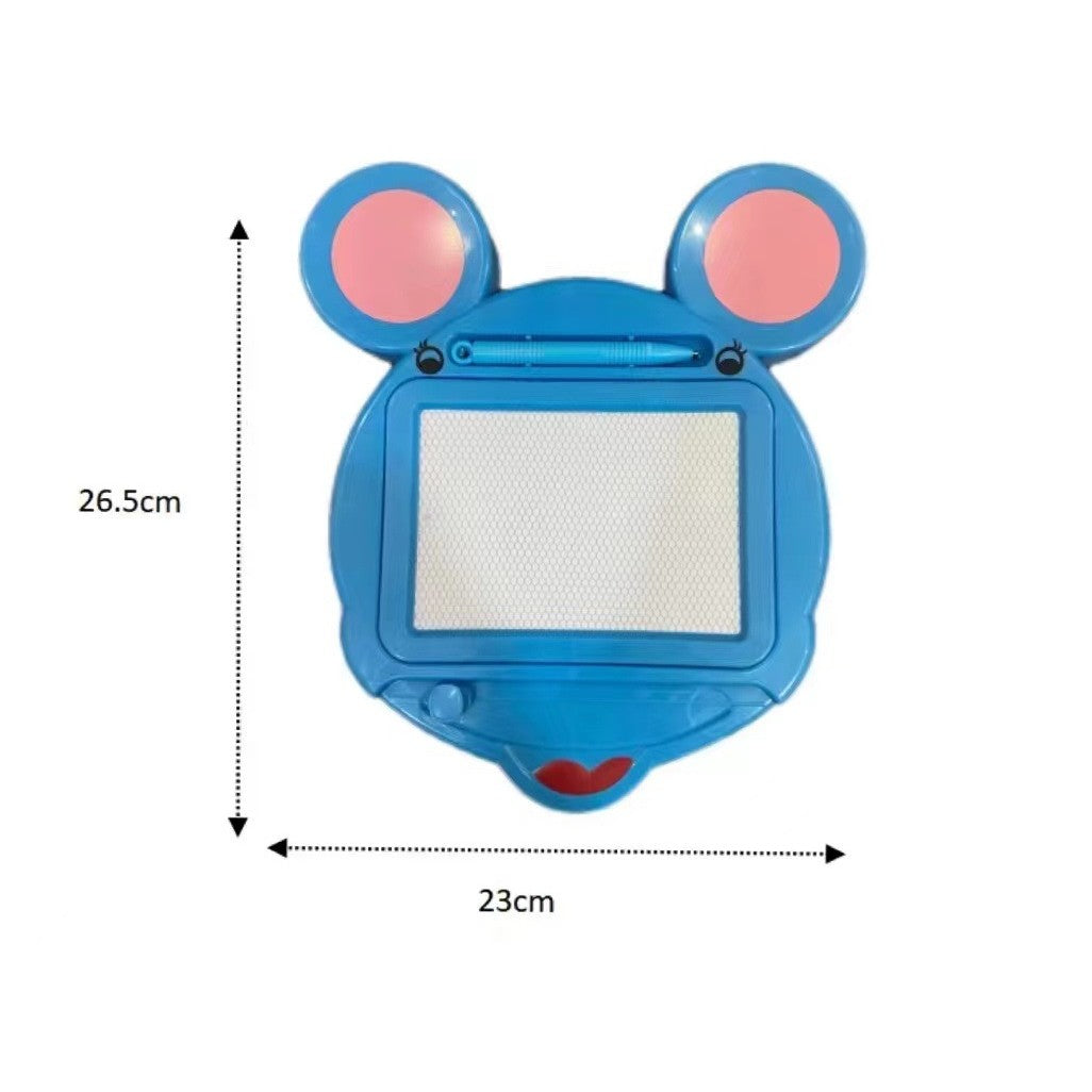 Tabla Magnetica pentru Desen si Scris, Forma Soricel cu Pix Inclus, Ecran Sterge-si-Rescrie, Jucarie Educativa si Interactiva, Plastic, 23x26.5 cm, Albastru