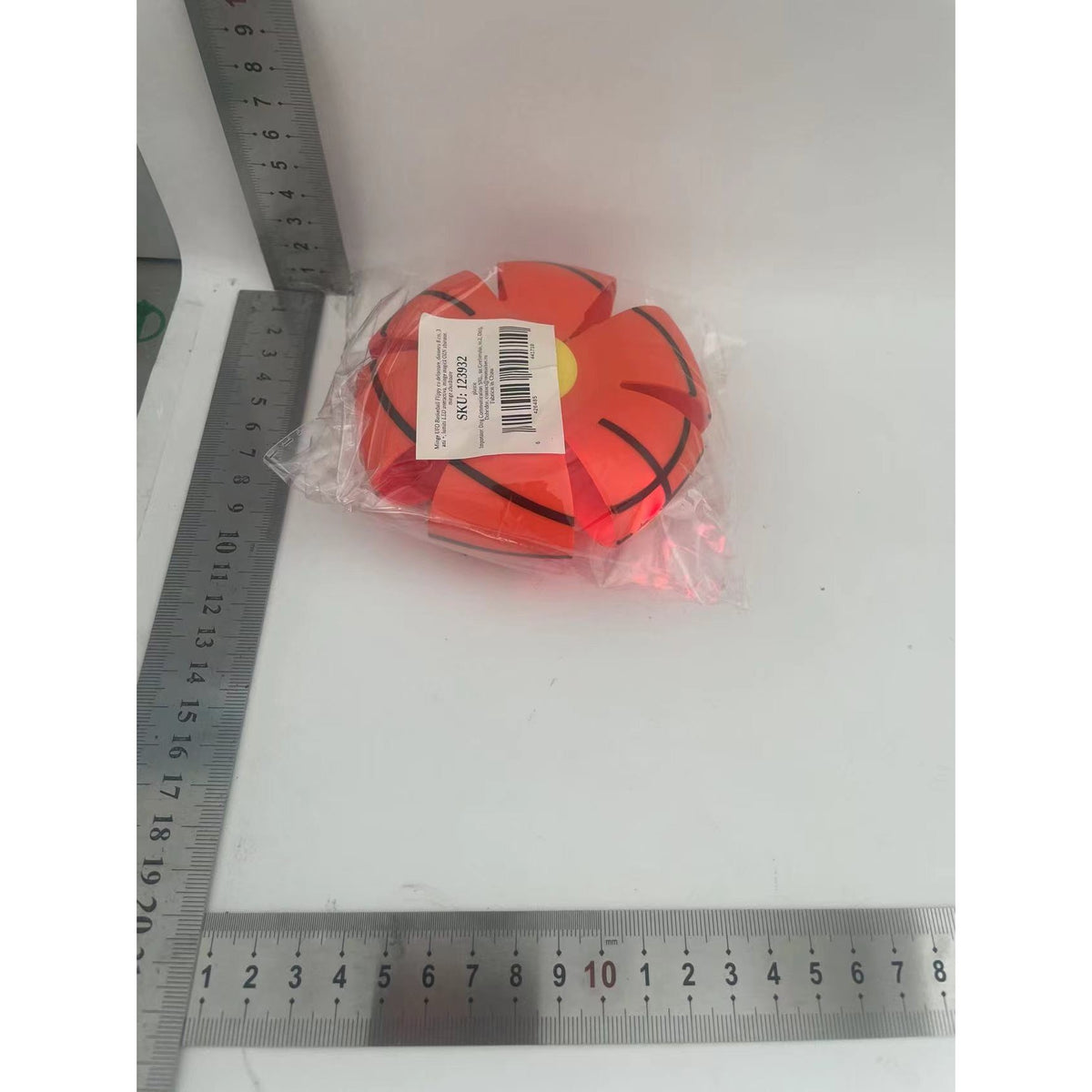 Minge UFO Zburătoare Interactivă, Transformabilă Dinminge În Disc, Cauciuc Cu Lumini LED, Basketball, Alb și Roșu, 8 cm