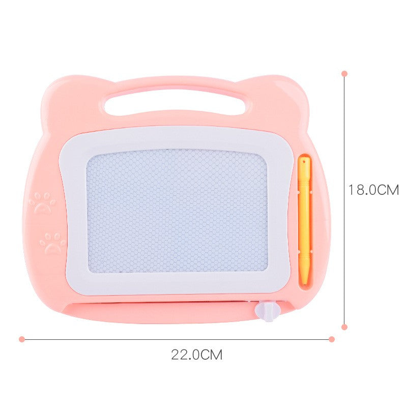Tabla Magnetica pentru Scris si Desenat, Ecran de Sters cu Glisor Interactiv, Plastic Rezistent, Include Pix si Picioare Suport, 23x17 cm, Portocaliu